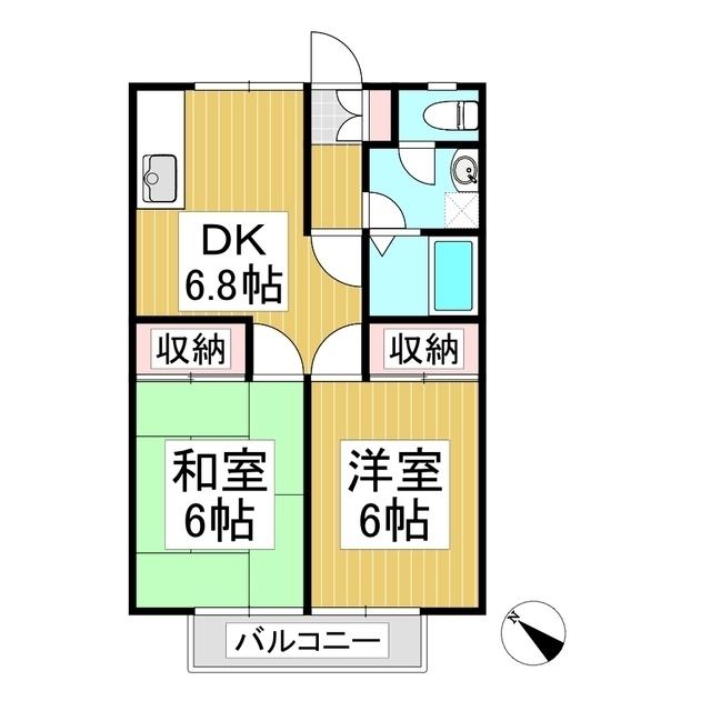 メゾンソレイユ(2DK/1階)の間取り写真
