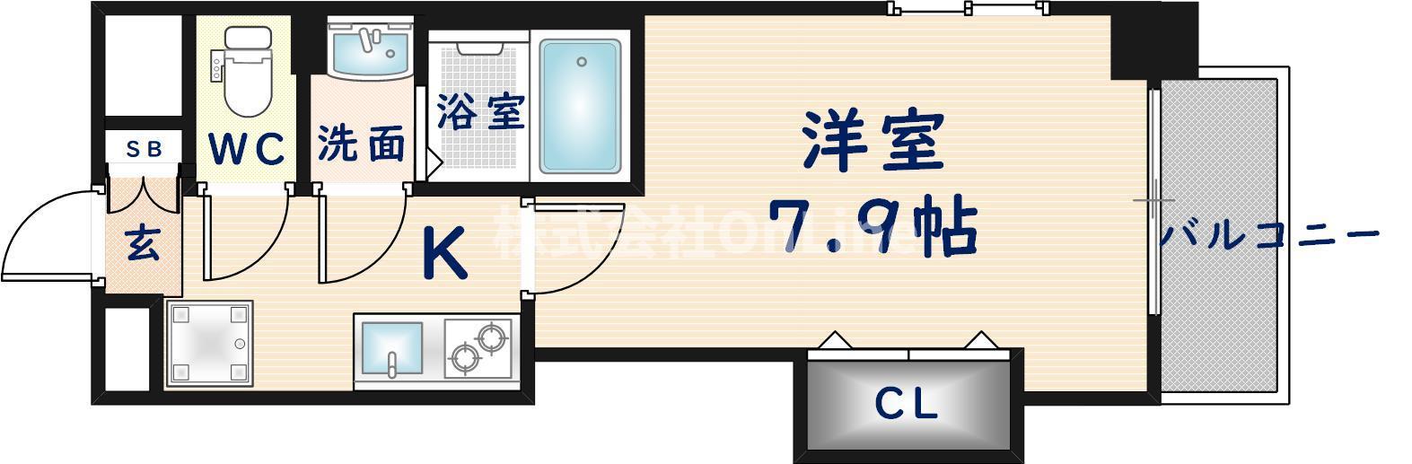 LUXE長田(1K/4階)の間取り写真