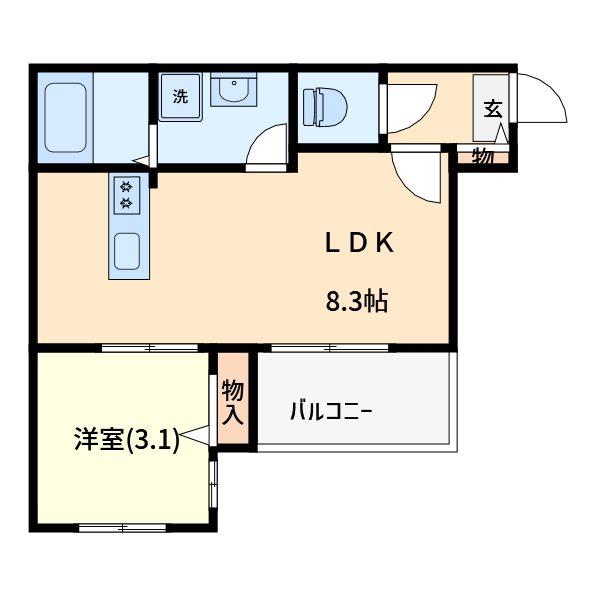 ステラ与野本町(1LDK/2階)の間取り写真
