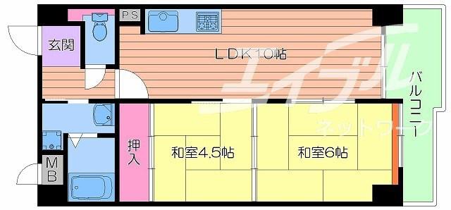 アーバンパーク関目(2LDK/6階)の間取り写真