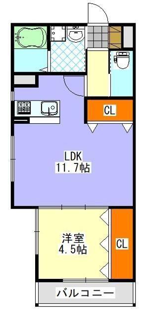 アールナイン(1LDK/2階)の間取り写真