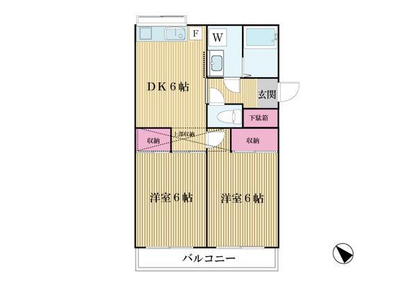 ローズマンション(2DK/2階)の間取り写真
