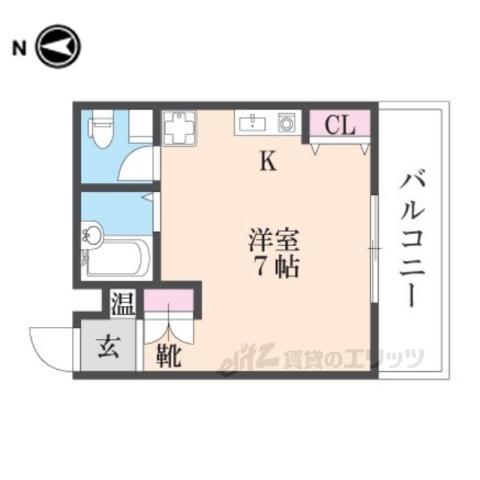 タイムハイツ布施(ワンルーム/4階)の間取り写真