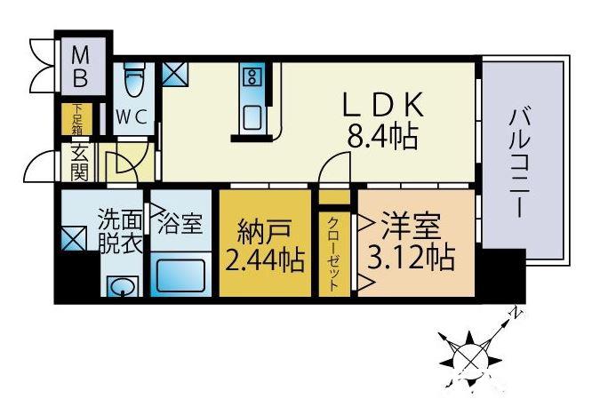 サードプレイス吉塚駅前(1SLDK/3階)の間取り写真