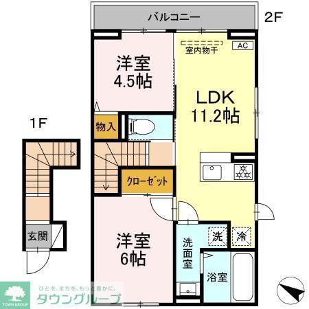 ヴェルジェA(2LDK/2階)の間取り写真