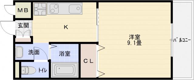 レナードユー(1K/2階)の間取り写真