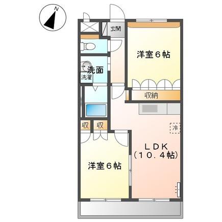 サンパレス(2LDK/1階)の間取り写真