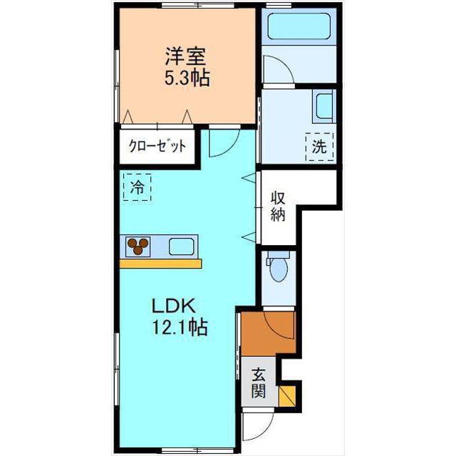フェリシア A棟(1LDK/1階)の間取り写真