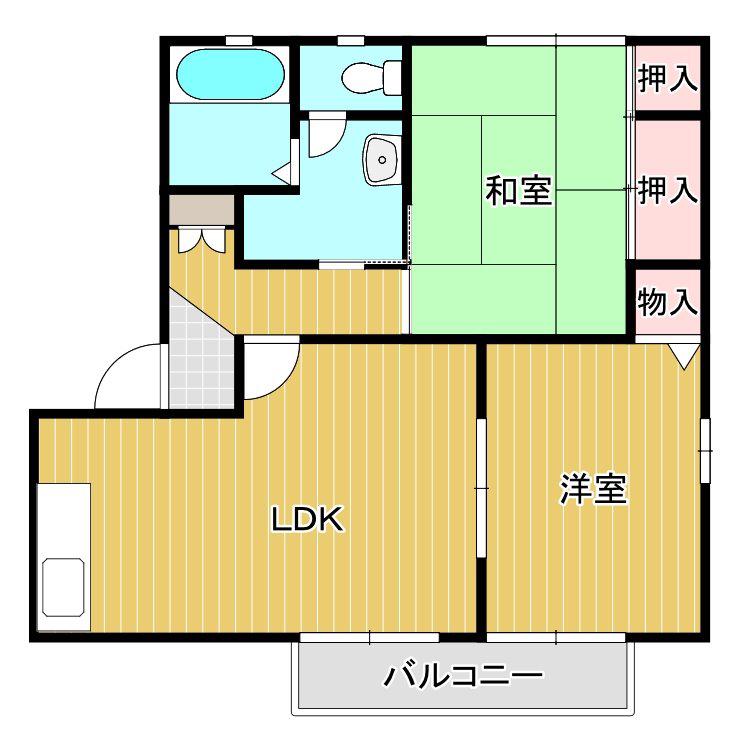 グランヴィアA(2LDK/2階)の間取り写真