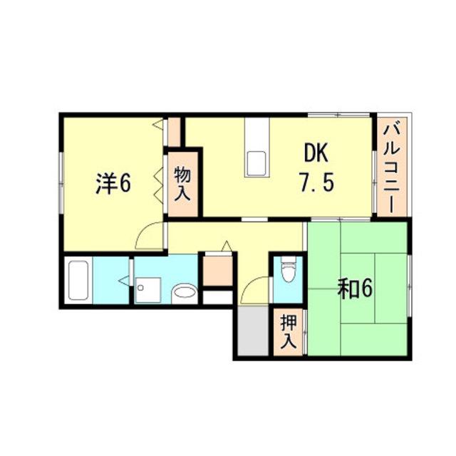 フローラ立花(2DK/2階)の間取り写真