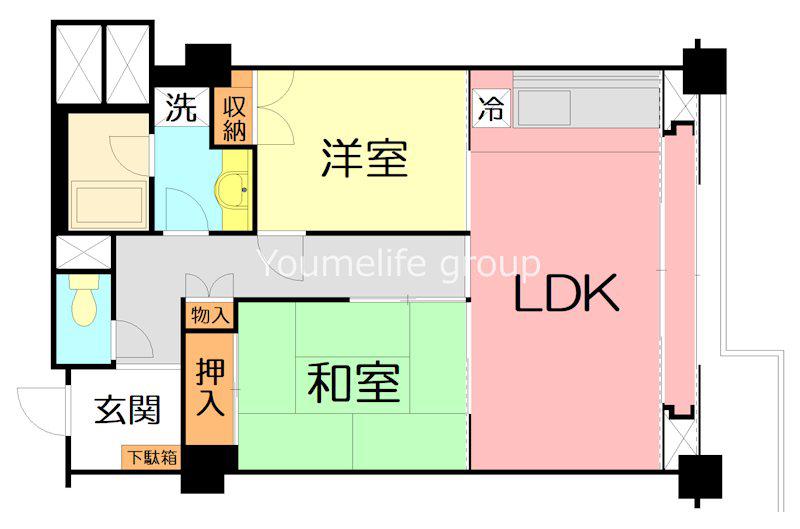 フジタ第7箱根山マンション(2LDK/5階)の間取り写真