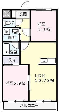 メゾン・MA(2LDK/2階)の間取り写真