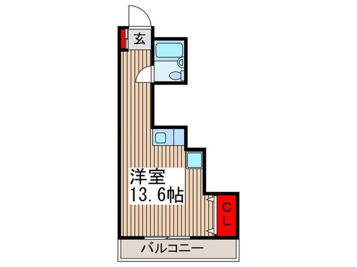 エール狭山ヶ丘(ワンルーム/4階)の間取り写真