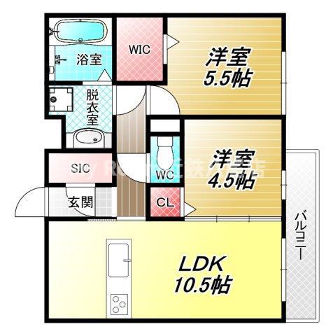 ラルゴエビス(2LDK/1階)の間取り写真
