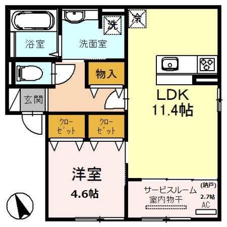 リバーサイドパーク(1LDK/2階)の間取り写真