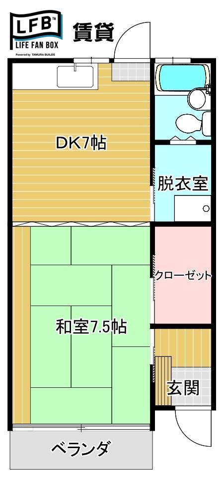 トマトハウス(1DK/1階)の間取り写真