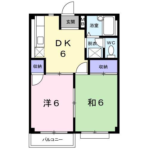 エルディム末広C(2DK/2階)の間取り写真