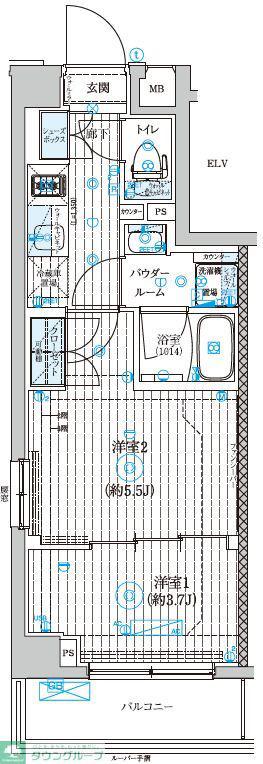 GENOVIA世田谷砧II(2K/2階)の間取り写真