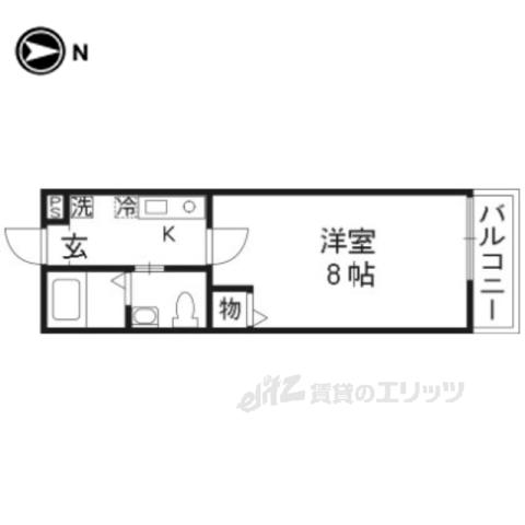アドミ西院(1K/4階)の間取り写真
