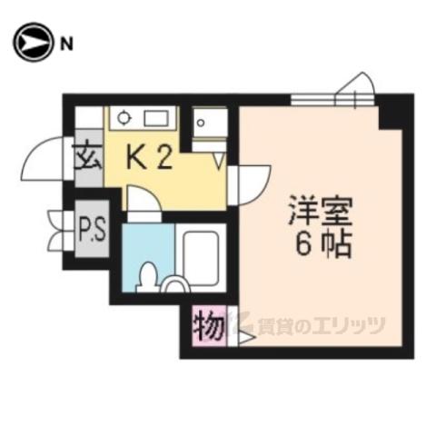 スタジオーネ桂(1K/4階)の間取り写真