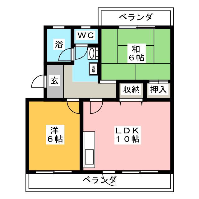 第一鞠子ロイヤルハイツ(2LDK/3階)の間取り写真