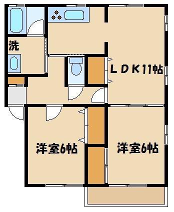 パティオ・フルール(2LDK/1階)の間取り写真