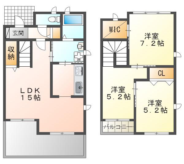パールビュー D棟(2LDK/1階)の間取り写真