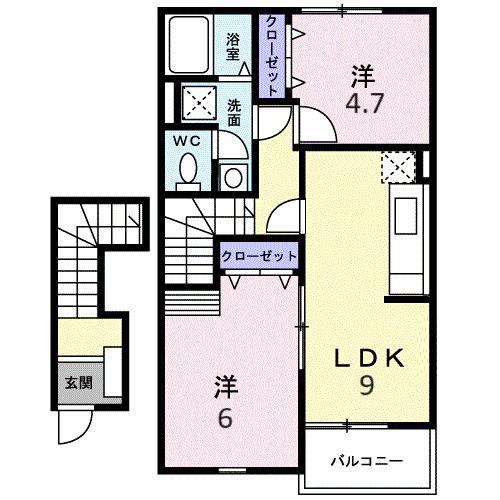 ガーデン・ショウキC(2LDK/2階)の間取り写真