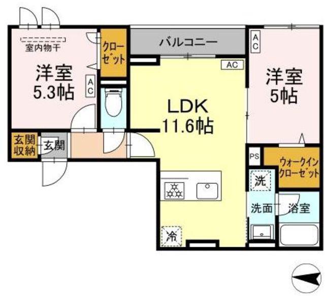 セレスティア柴又II(2LDK/3階)の間取り写真