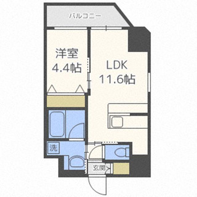 プレジオ都島本通(1LDK/11階)の間取り写真