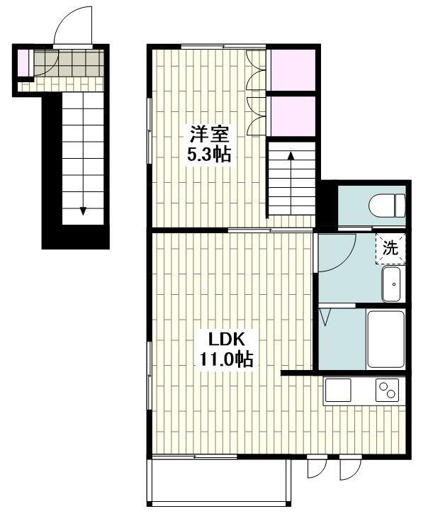 MAISON SUCRE(1LDK/2階)の間取り写真