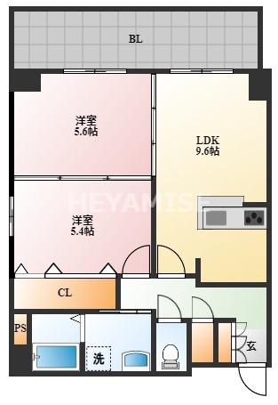 スカイコート出島(2LDK/7階)の間取り写真