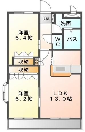 ウィスタリア(2LDK/2階)の間取り写真