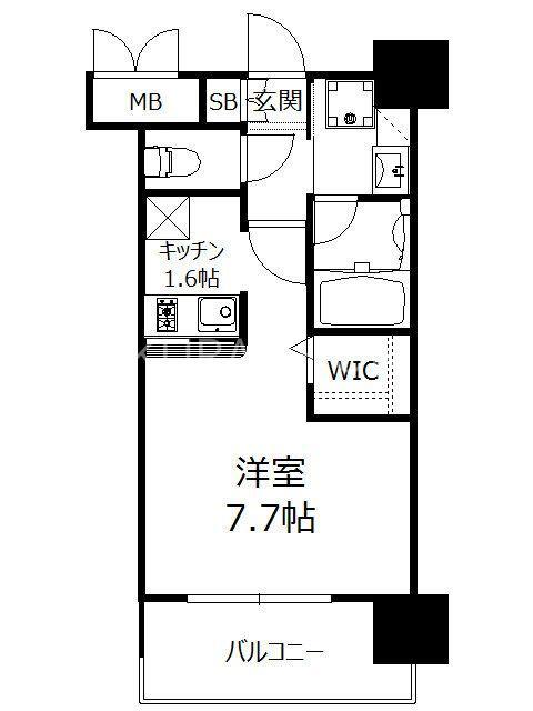 エンクレストベイ天神東II(1K/12階)の間取り写真