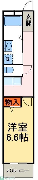 フラット南流山(1K/3階)の間取り写真