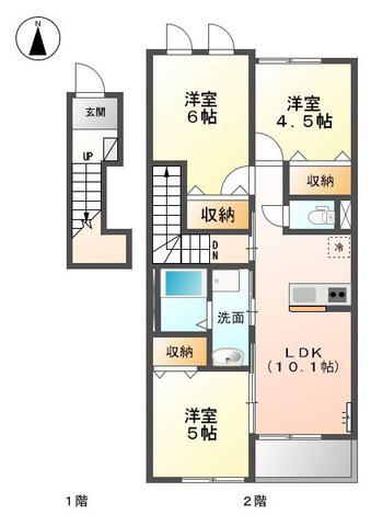 ＪＲ呉線 竹原駅 徒歩20分 2階建 築14年(3LDK/2階)の間取り写真