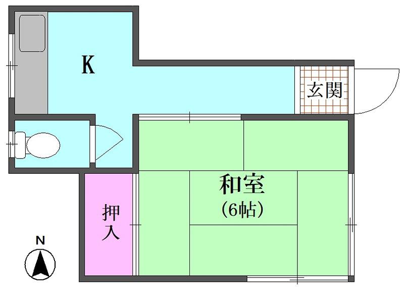 京急本線 大森町駅 徒歩5分 2階建 築73年(1K/2階)の間取り写真