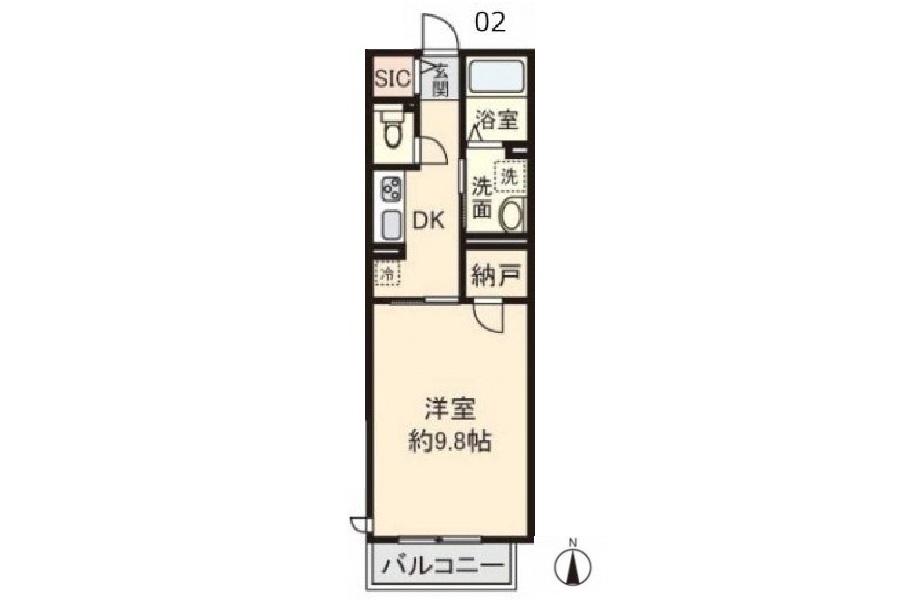 スクワール行永東(1K/2階)の間取り写真
