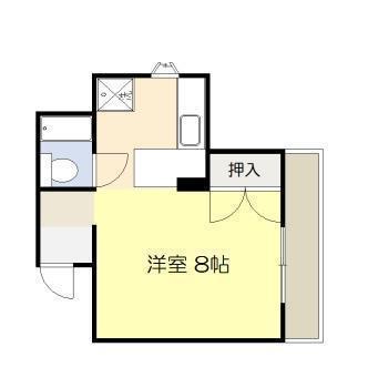 CUBE(1K/1階)の間取り写真