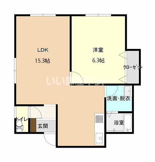 コンチネンタル田島(1LDK/2階)の間取り写真