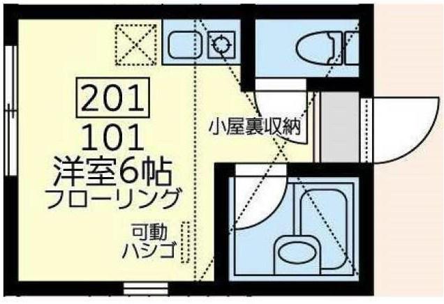 ユナイト桜本ロチェスターの杜(ワンルーム/2階)の間取り写真