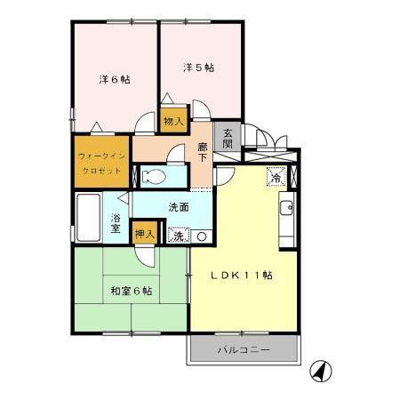 アンソレイエC(3LDK/3階)の間取り写真