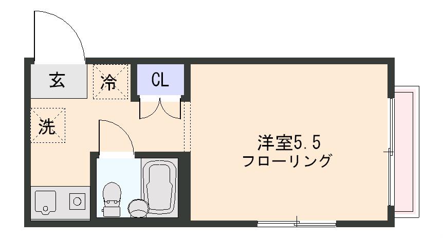ヴィラサンライズ(1K/2階)の間取り写真
