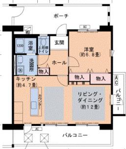 UR浜甲子園さくら街 1号棟(1LDK/5階)の間取り写真