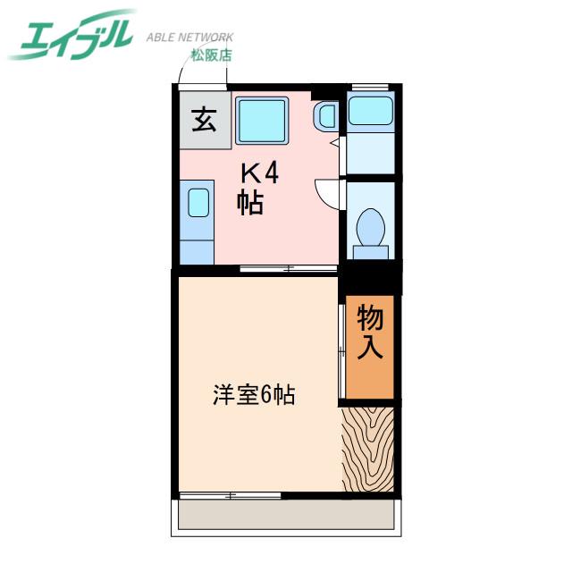 アンティークヒルズ(1K/2階)の間取り写真