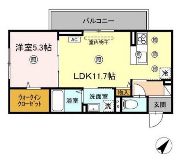 AMレジデンス出雲(1LDK/3階)の間取り写真