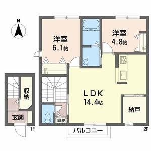 ベル・フロンテB棟(2LDK/2階)の間取り写真