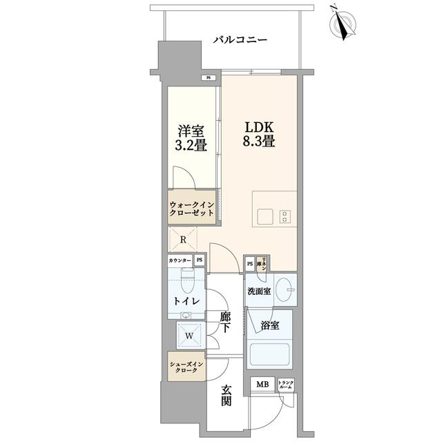 プラウド五反田(1LDK/17階)の間取り写真