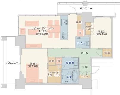 栄タワーヒルズ(2LDK/19階)の間取り写真