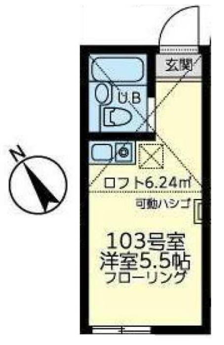 ユナイト阪東橋シドニーの杜(ワンルーム/1階)の間取り写真